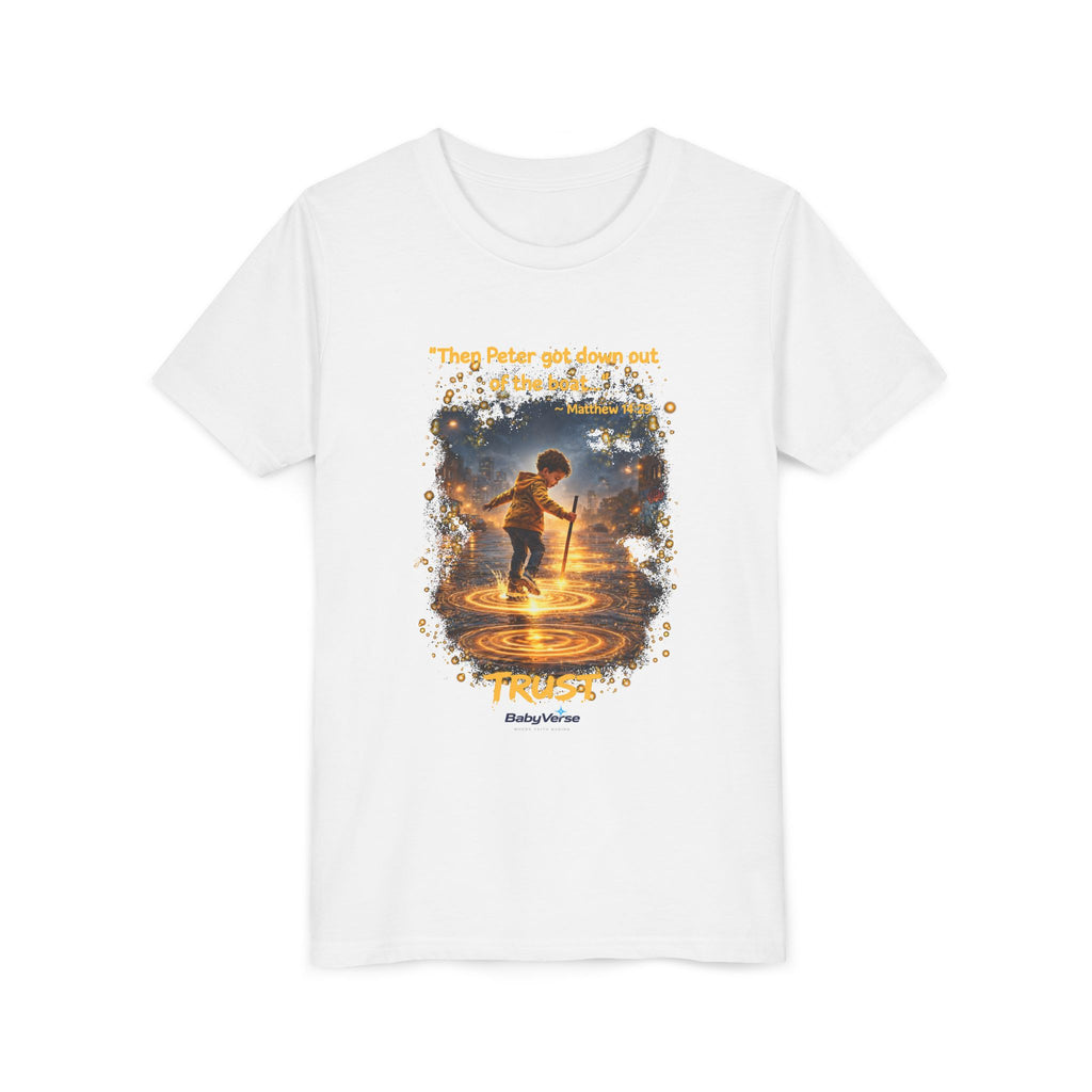 Youth Christian T-Shirt “Trust” | Matthew 14:29 Faith Kids Shirt | Inspirational Youth Tee