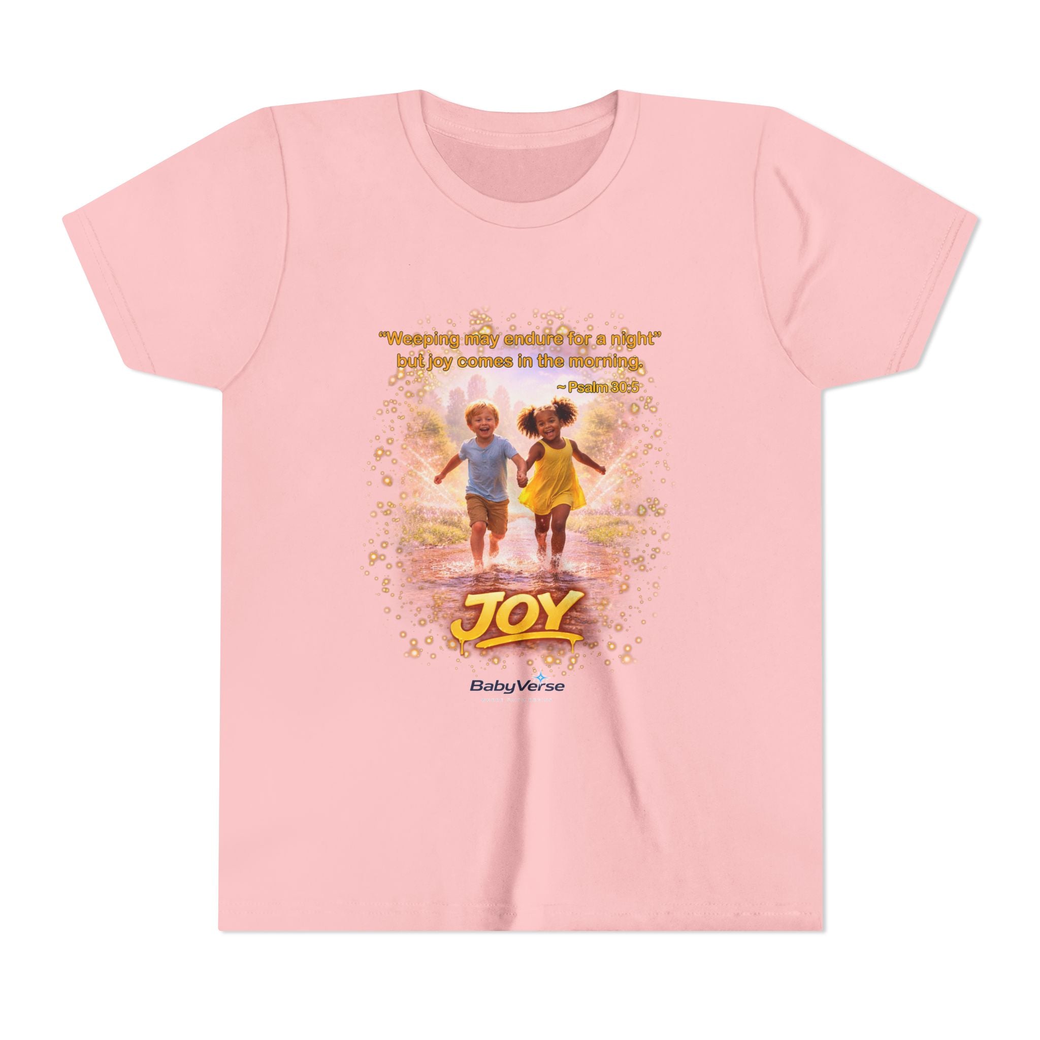 Youth Christian T-Shirt “Joy” | Psalm 30:5 Faith Kids Shirt | Inspirational Bible Verse Youth Tee