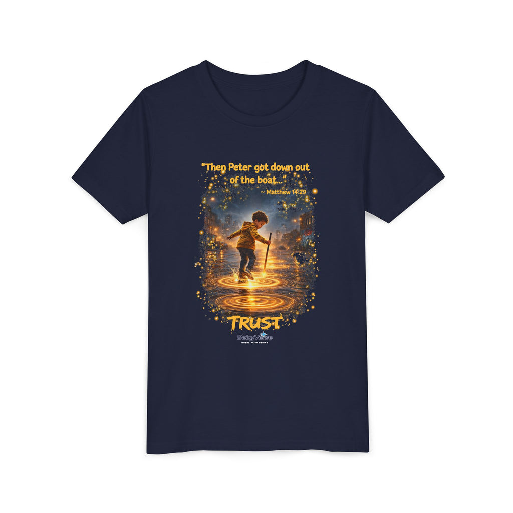 Youth Christian T-Shirt “Trust” | Matthew 14:29 Faith Kids Shirt | Inspirational Youth Tee