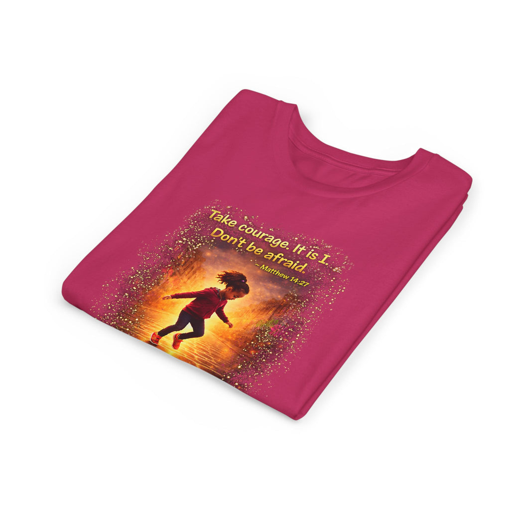 Youth Christian T-Shirt “Step in Faith” | Matthew 14:27 Kids Faith Shirt | Inspirational Bible Verse Youth Tee