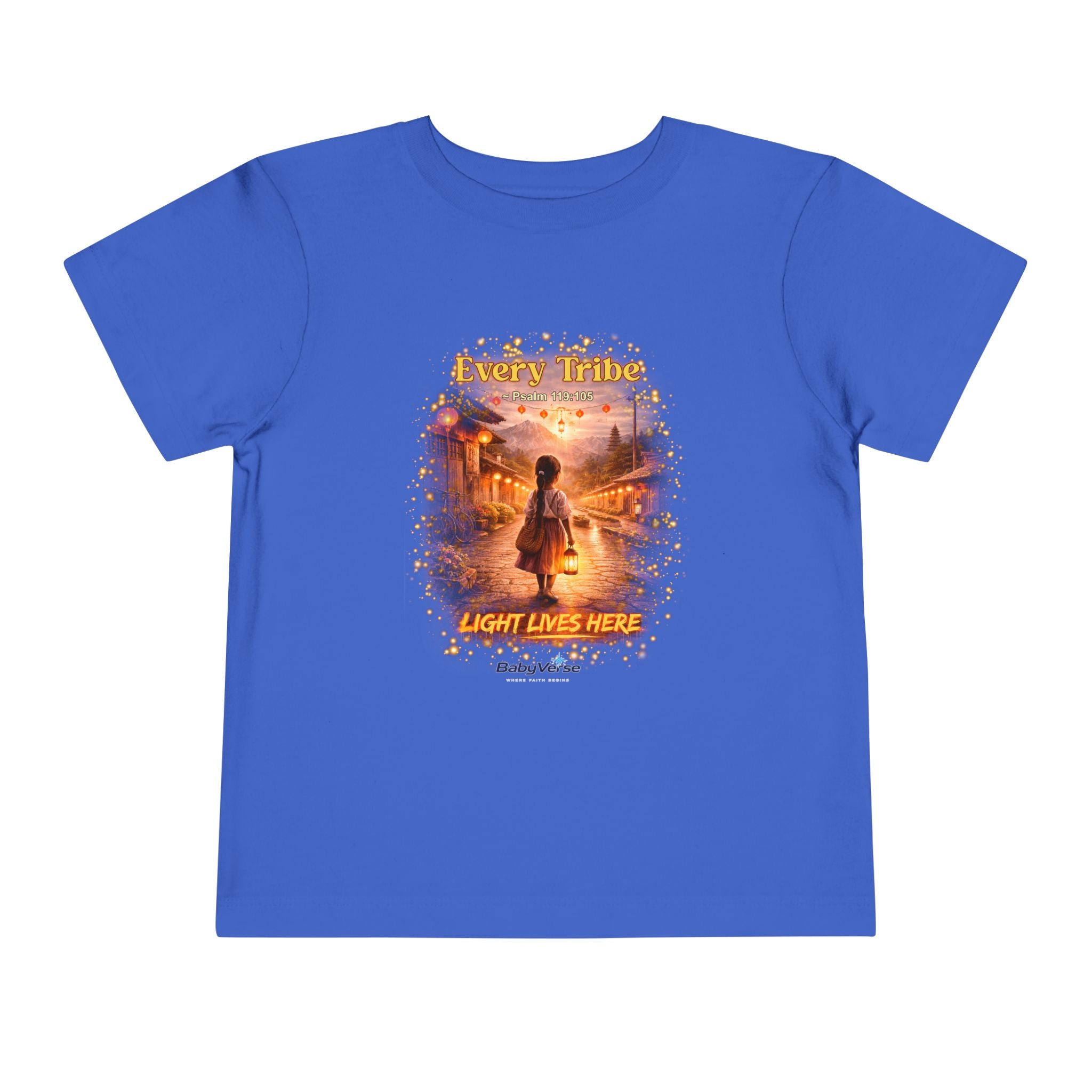 Toddler Tee — “Light Lives Here” Inspirational Christian Tee | Psalm 119:105 Faith Shirt for Kids