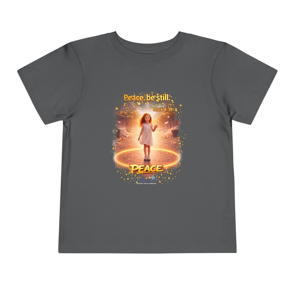 Toddler Tee — “Peace, Be Still” Inspirational Christian Tee | Mark 4:39 Bible Verse Faith Shirt for Kids