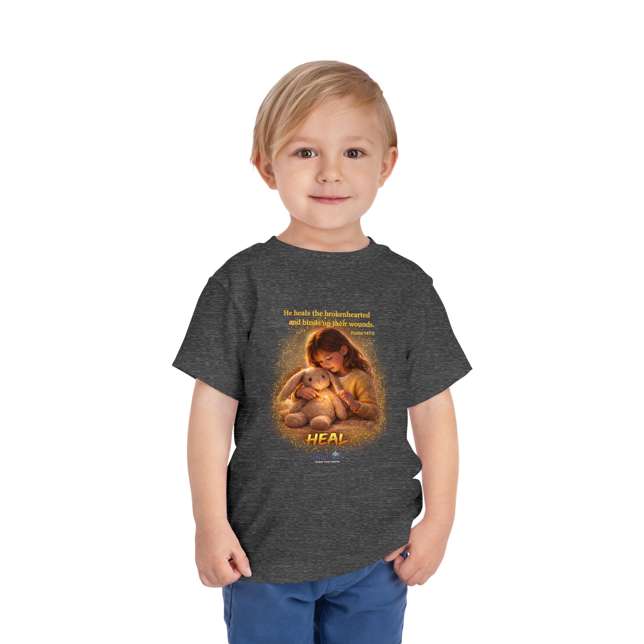 Toddler Tee — “Heal” Inspirational Christian Tee | Psalm 148:3 Bible Verse Faith Shirt for Kids