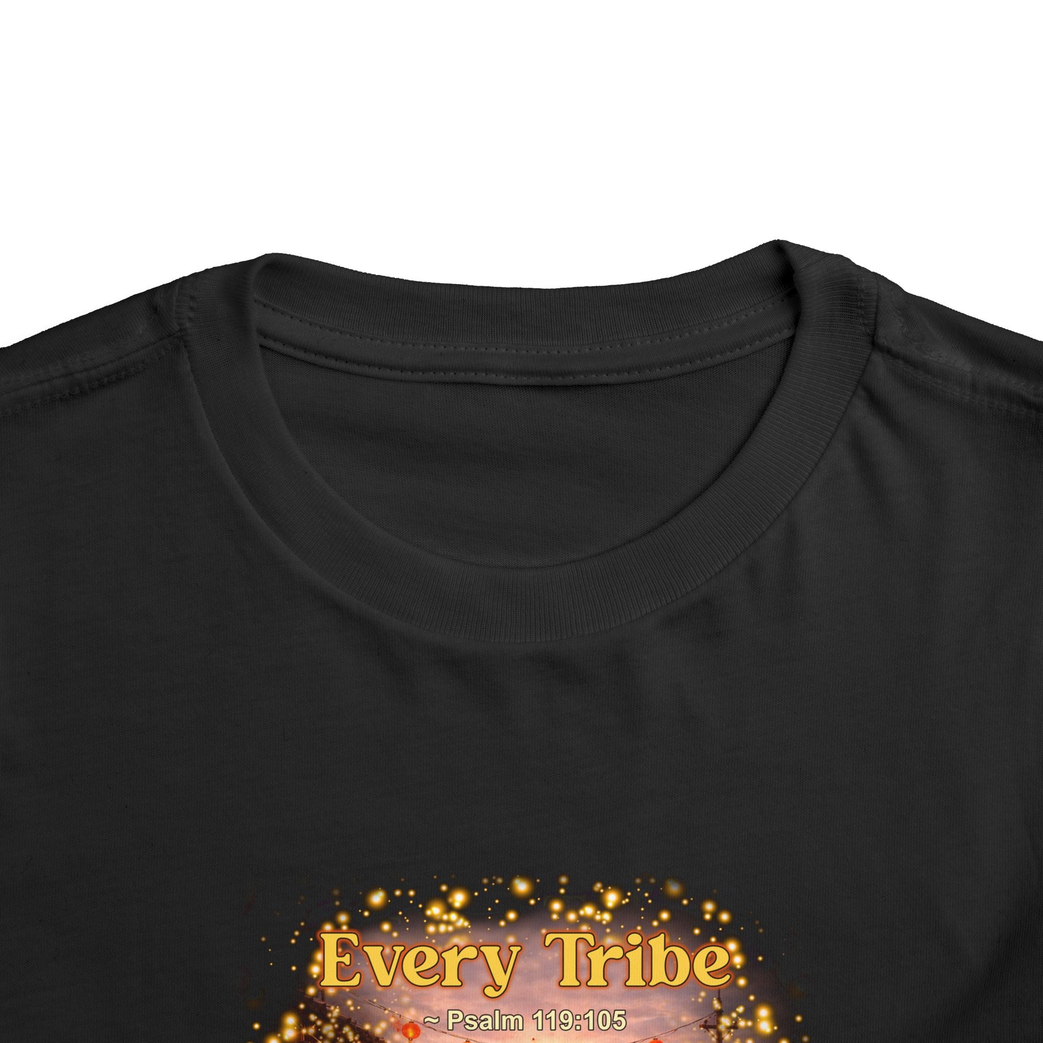 Toddler Tee — “Light Lives Here” Inspirational Christian Tee | Psalm 119:105 Faith Shirt for Kids