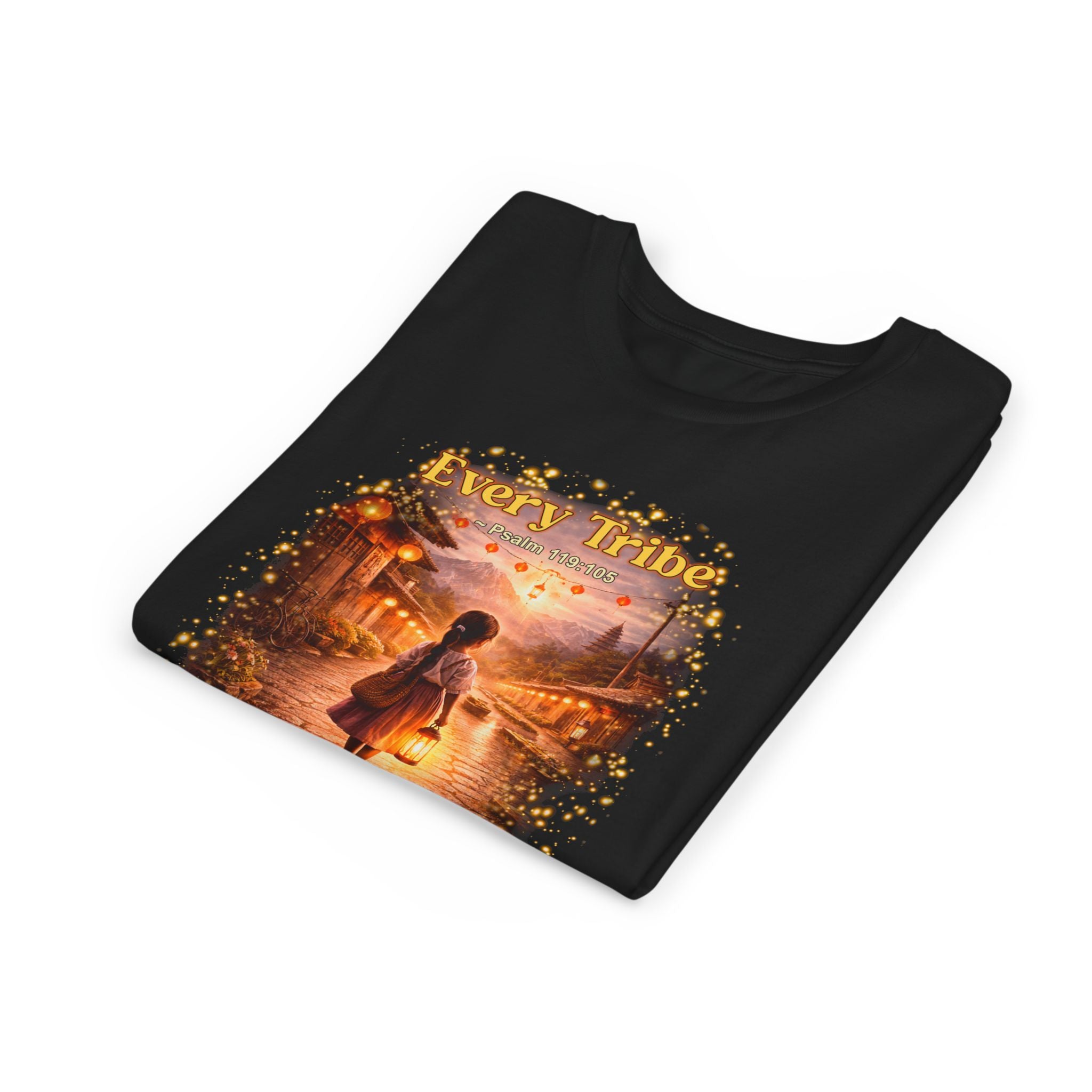 Youth Christian T-Shirt “Light Lives Here” | Psalm 119:105 Faith Kids Shirt | Inspirational Youth Tee
