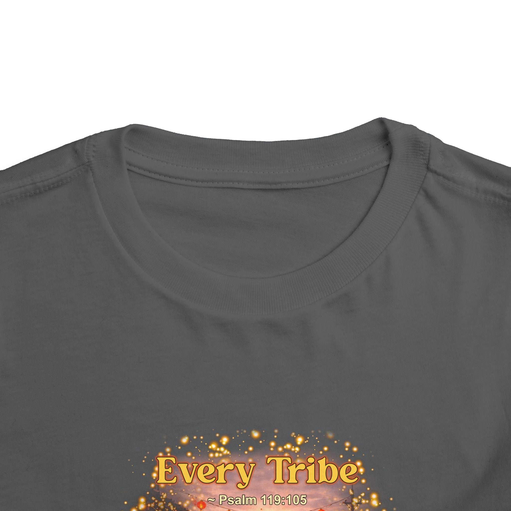 Toddler Tee — “Light Lives Here” Inspirational Christian Tee | Psalm 119:105 Faith Shirt for Kids