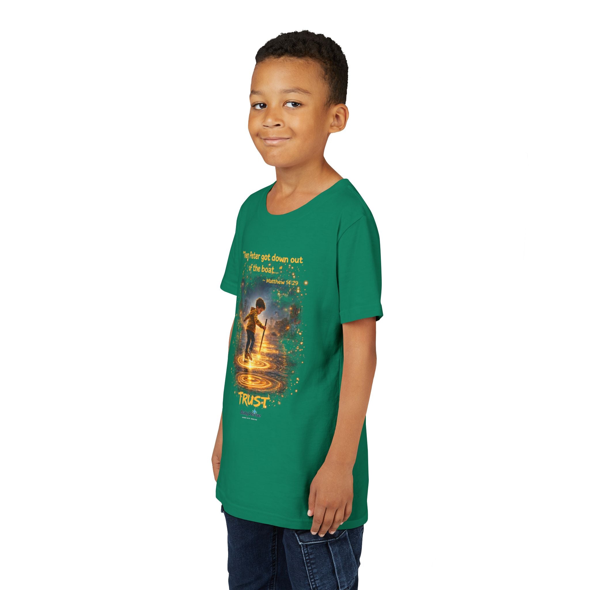Youth Christian T-Shirt “Trust” | Matthew 14:29 Faith Kids Shirt | Inspirational Youth Tee