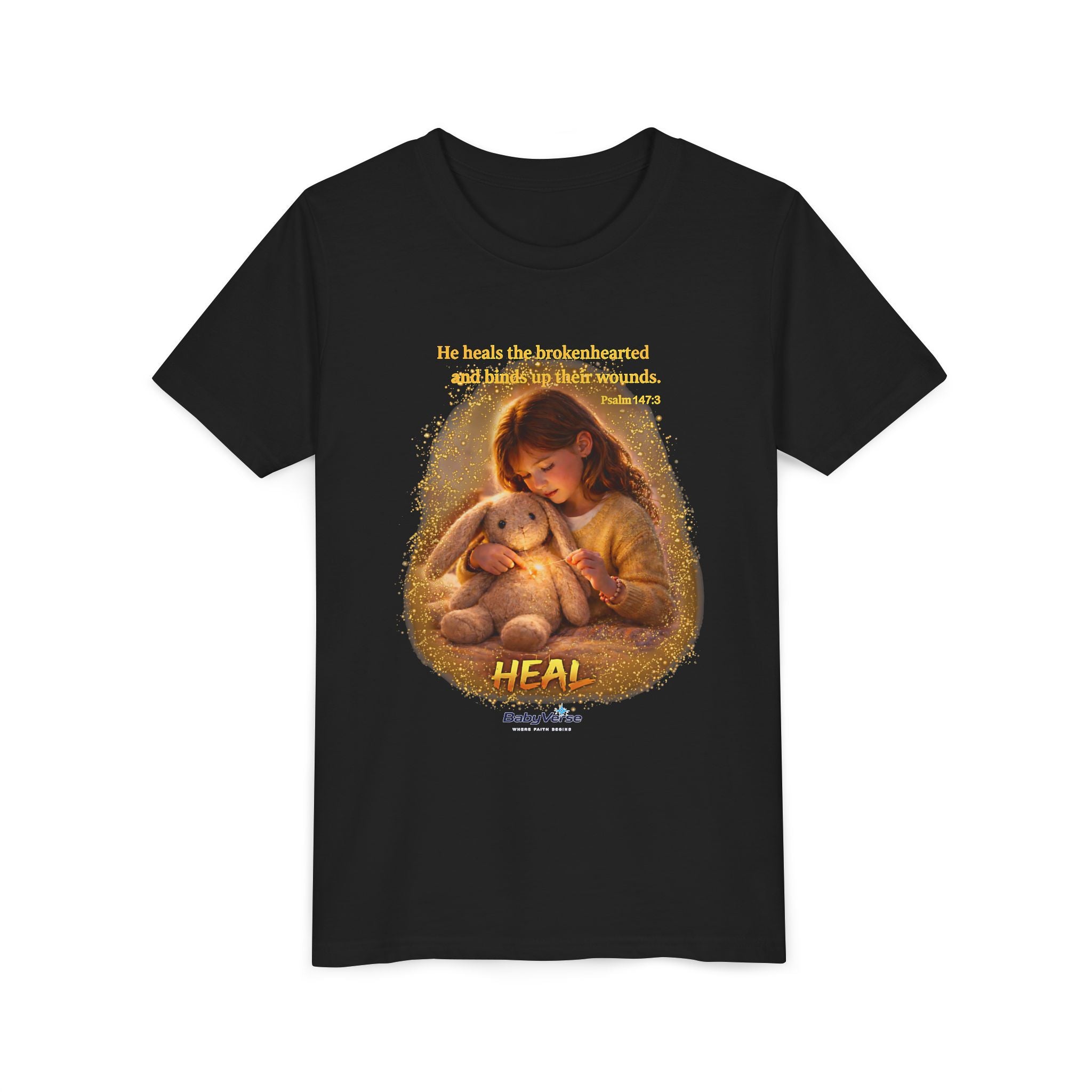 Youth Christian T-Shirt “Heal” | Psalm 148:3 Faith Based Kids Shirt | Inspirational Bible Verse Youth Tee