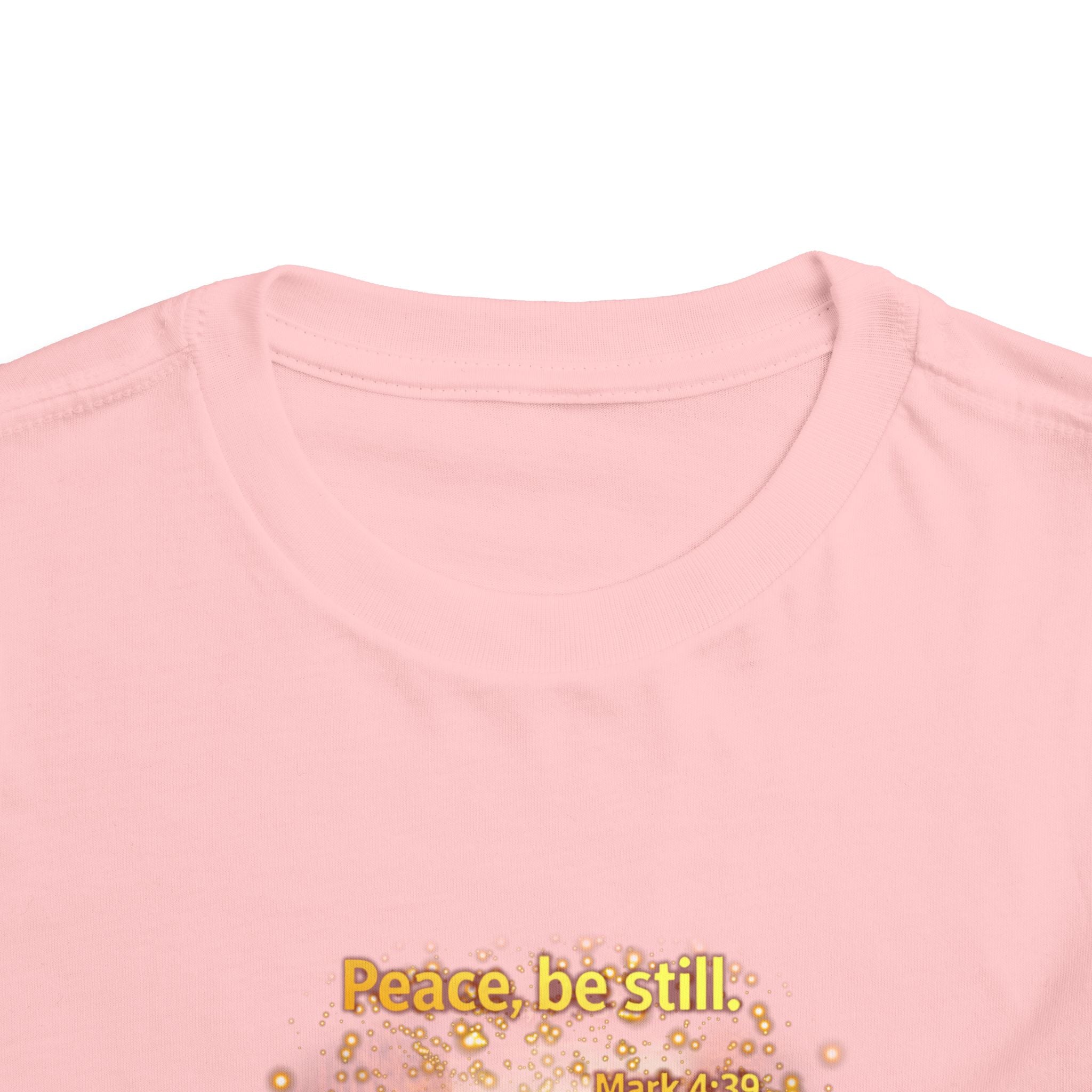 Toddler Tee — “Peace, Be Still” Inspirational Christian Tee | Mark 4:39 Bible Verse Faith Shirt for Kids